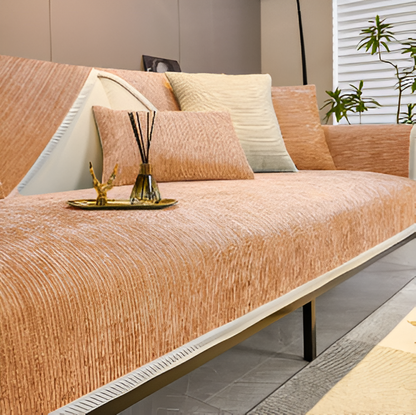 Randig Chenille Sofföverdrag – Elegant skydd &amp; husdjursvänlig