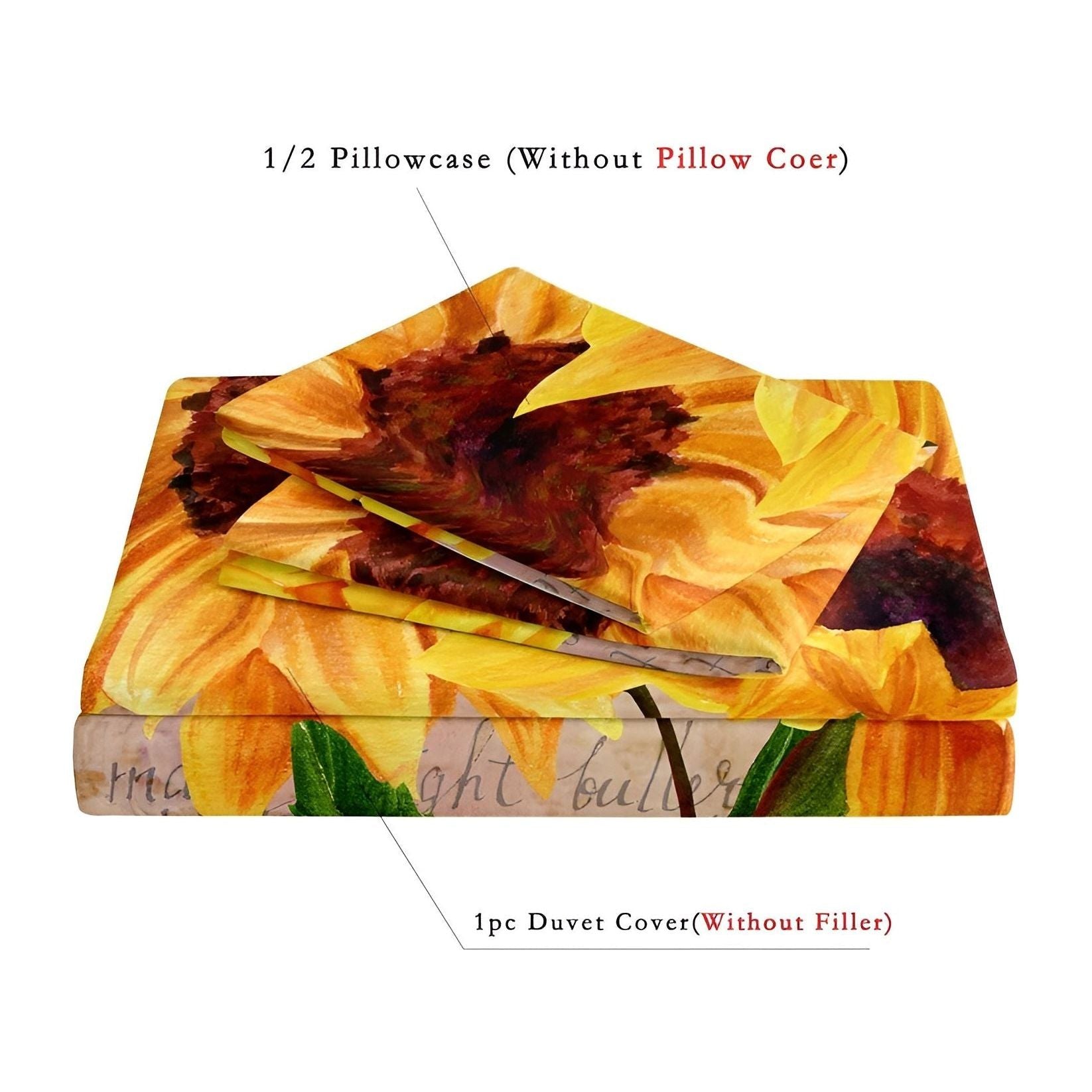 SunflowerBliss Sängkläder - Tryckt Solros Påslakan Set