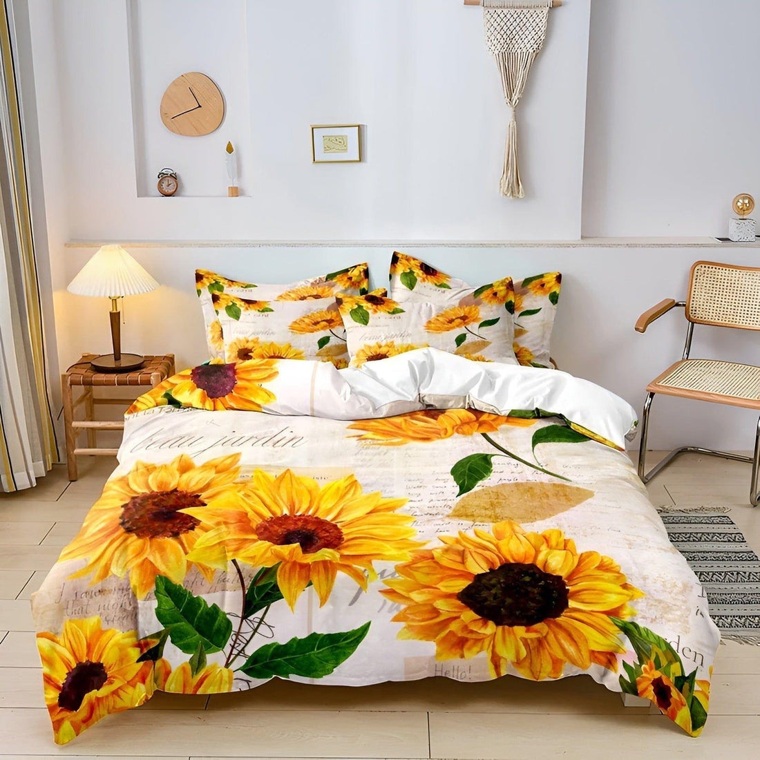 SunflowerBliss Sängkläder - Tryckt Solros Påslakan Set