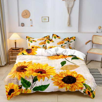 SunflowerBliss Sängkläder - Tryckt Solros Påslakan Set