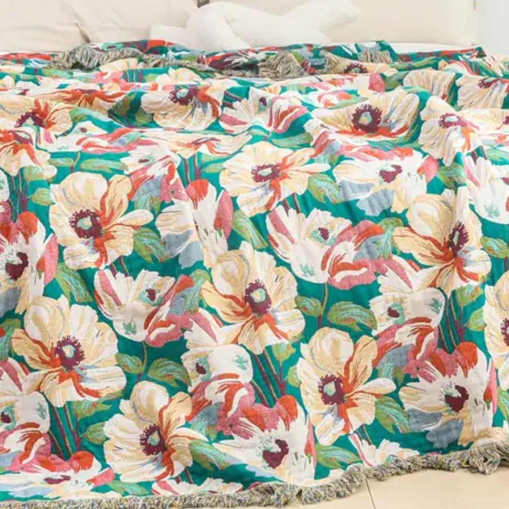 Solbelyst Blomsterpäls Bomullsfilt