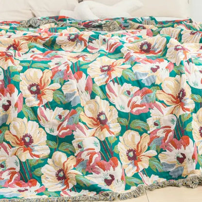 Solbelyst Blomsterpäls Bomullsfilt