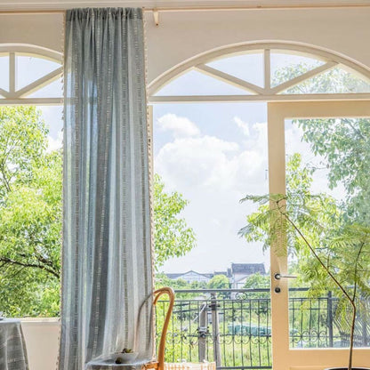 Solbelysta Ränder Transparenta Fransade Gardin