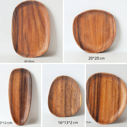 Oval Formed Akacia Wood Serving Plate Set