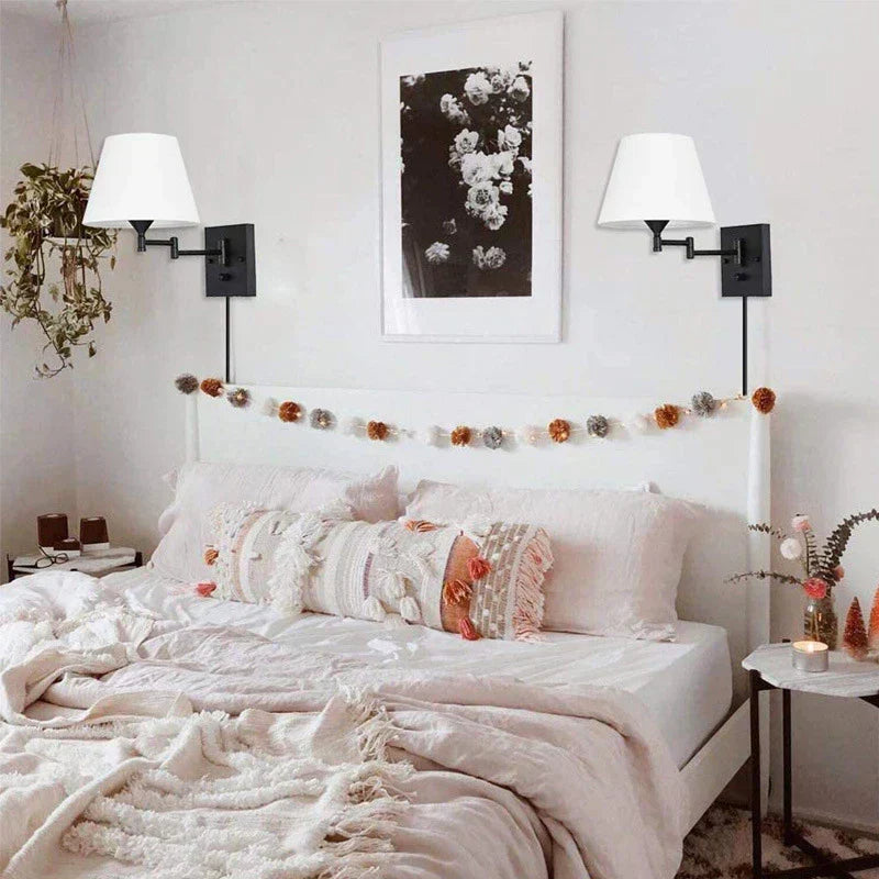 FlexiGlow - LED Vägglampa med Tygskärm Justerbar Vägglampa