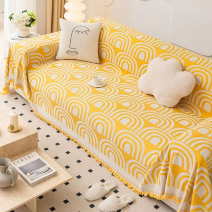 Symmetrisk Halv-Båge Chenille Sofföverkast