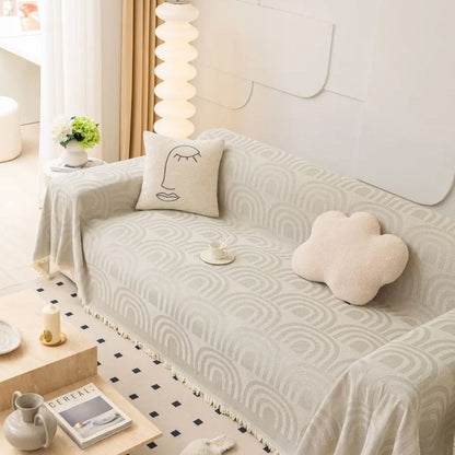 Symmetrisk Halv-Båge Chenille Sofföverkast