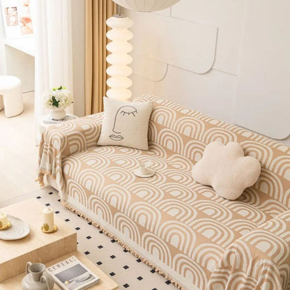 Symmetrisk Halv-Båge Chenille Sofföverkast