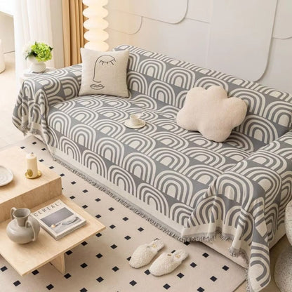 Symmetrisk Halv-Båge Chenille Sofföverkast