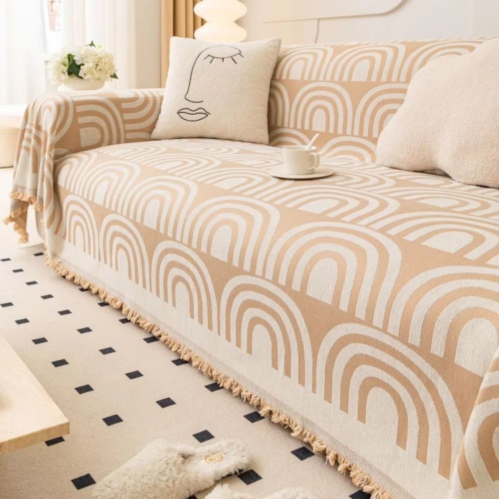 Symmetrisk Halv-Båge Chenille Sofföverkast