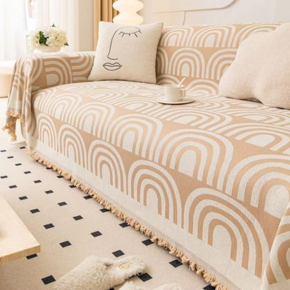 Symmetrisk Halv-Båge Chenille Sofföverkast