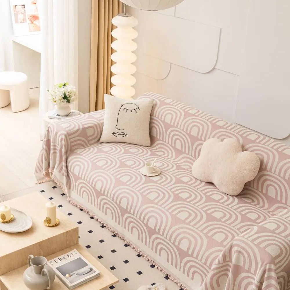 Symmetrisk Halv-Båge Chenille Sofföverkast