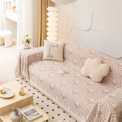 Symmetrisk Halv-Båge Chenille Sofföverkast