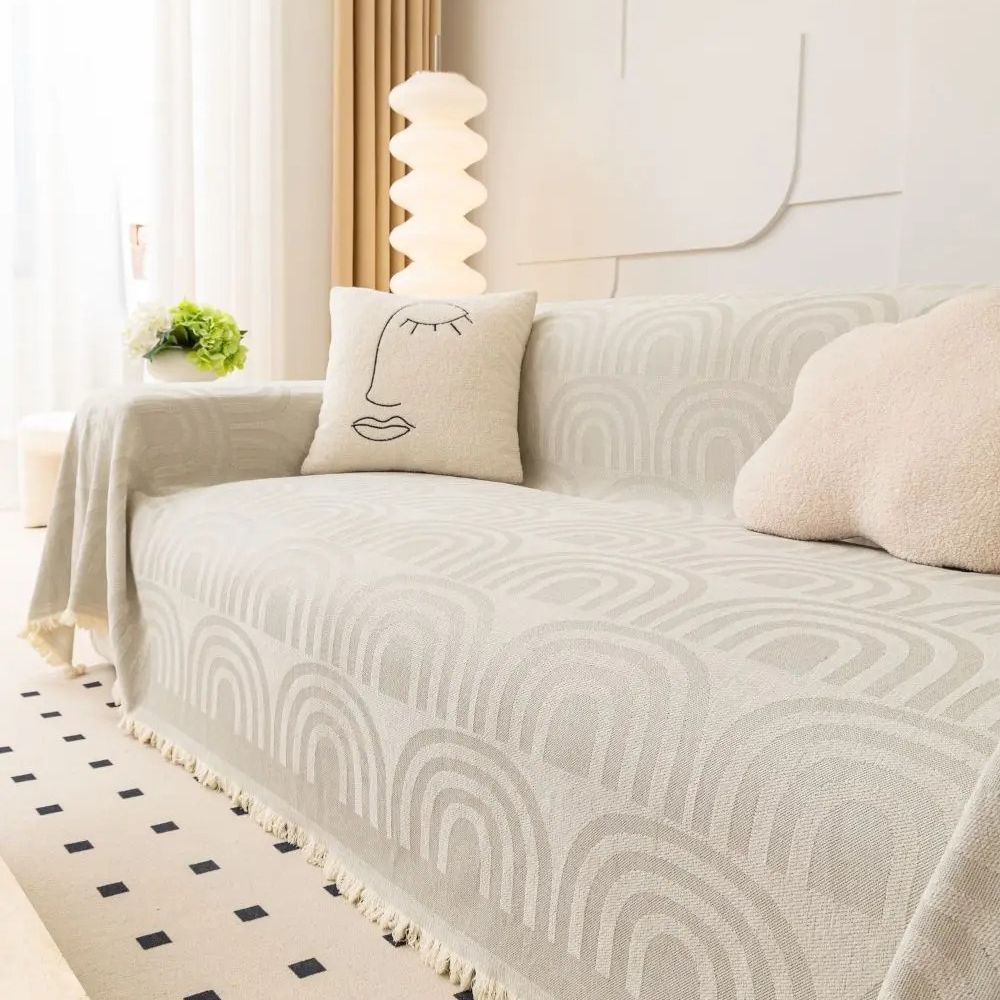 Symmetrisk Halv-Båge Chenille Sofföverkast