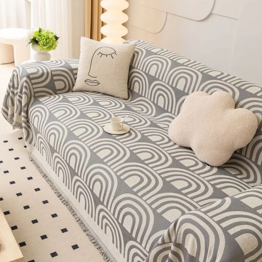 Symmetrisk Halv-Båge Chenille Sofföverkast