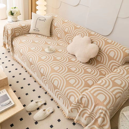 Symmetrisk Halv-Båge Chenille Sofföverkast