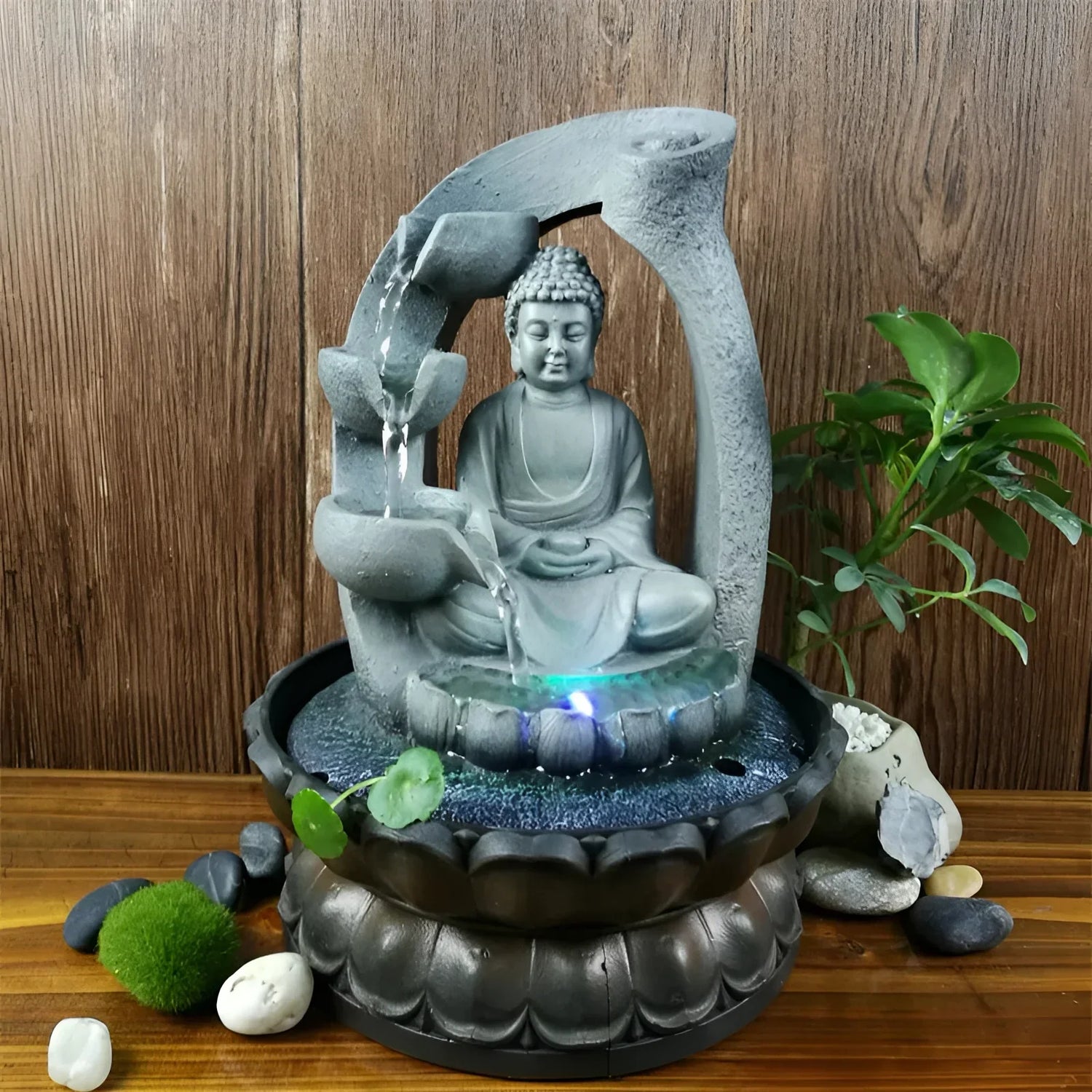 Buddha LED-fontän för Zen-meditation och Feng Shui-dekoration