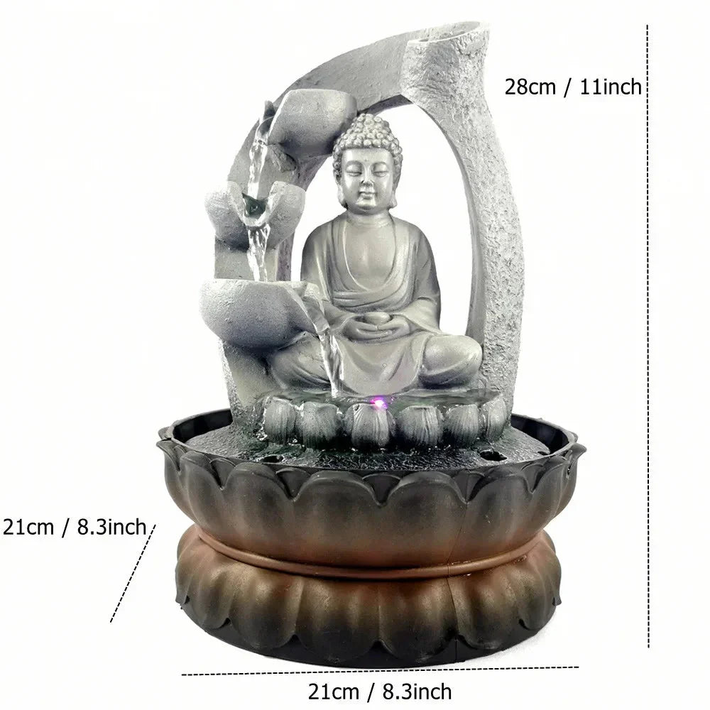 Buddha LED-fontän för Zen-meditation och Feng Shui-dekoration