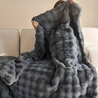 Faux Fur Chunky Knit Duvet Cover Throw