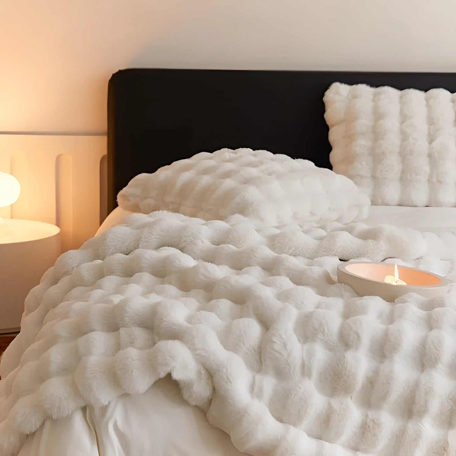 Faux Fur Chunky Knit Duvet Cover Throw