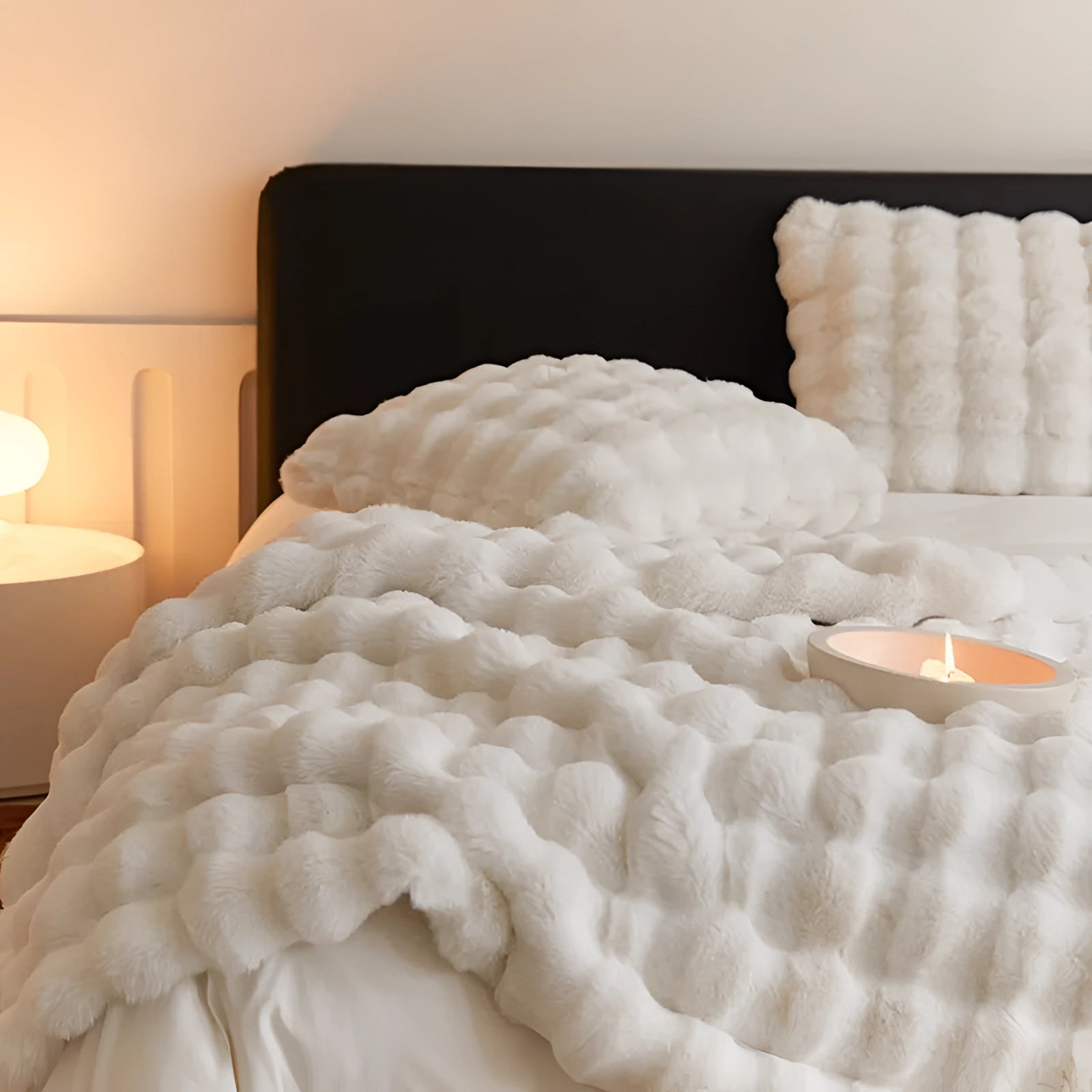 Faux Fur Chunky Knit Duvet Cover Throw
