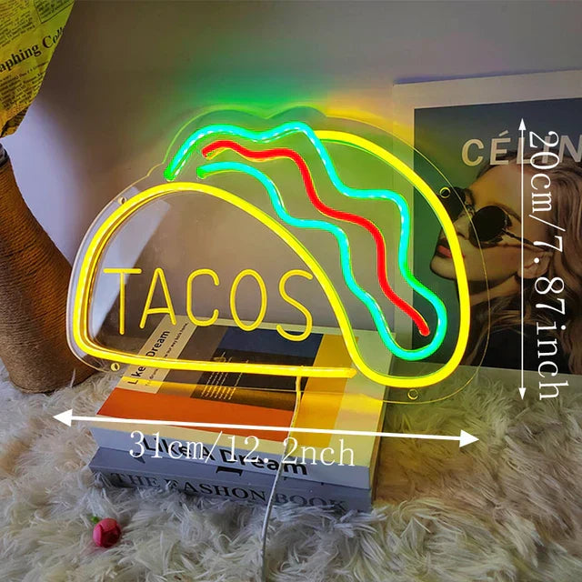 NeonTaco – LED Neonbord med Tacos Design | Stämningsfull Belysning