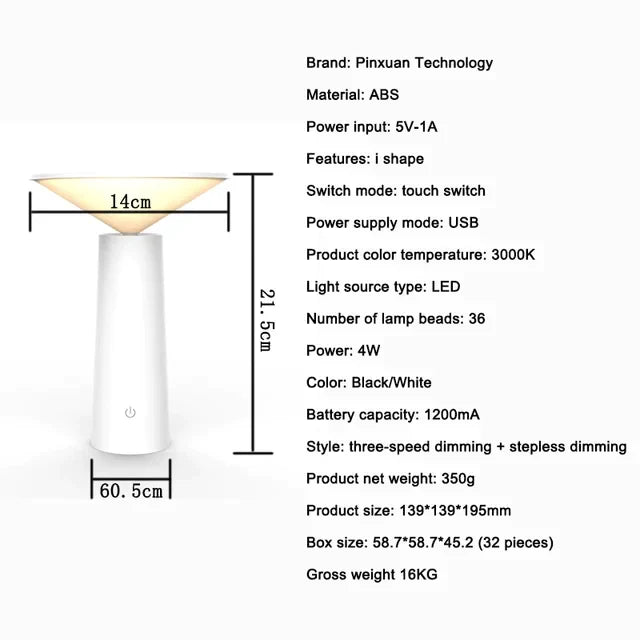 LuminousEase - Trådlös Bordslampa med Fjärrkontroll