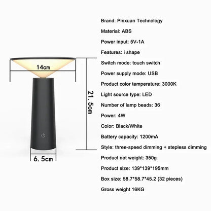 LuminousEase - Trådlös Bordslampa med Fjärrkontroll