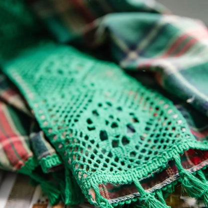 Tartan Virkad Spets Frans Gardin