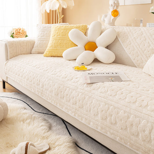 Tredimensionell Blommönster Mjuk Bomull Fleece Sofföverdrag