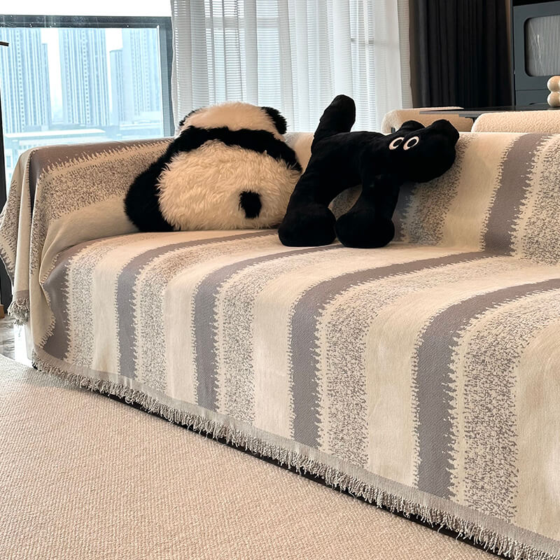 Trendiga Randiga Chenille Andetags Sofa Skydd Sofföverdrag