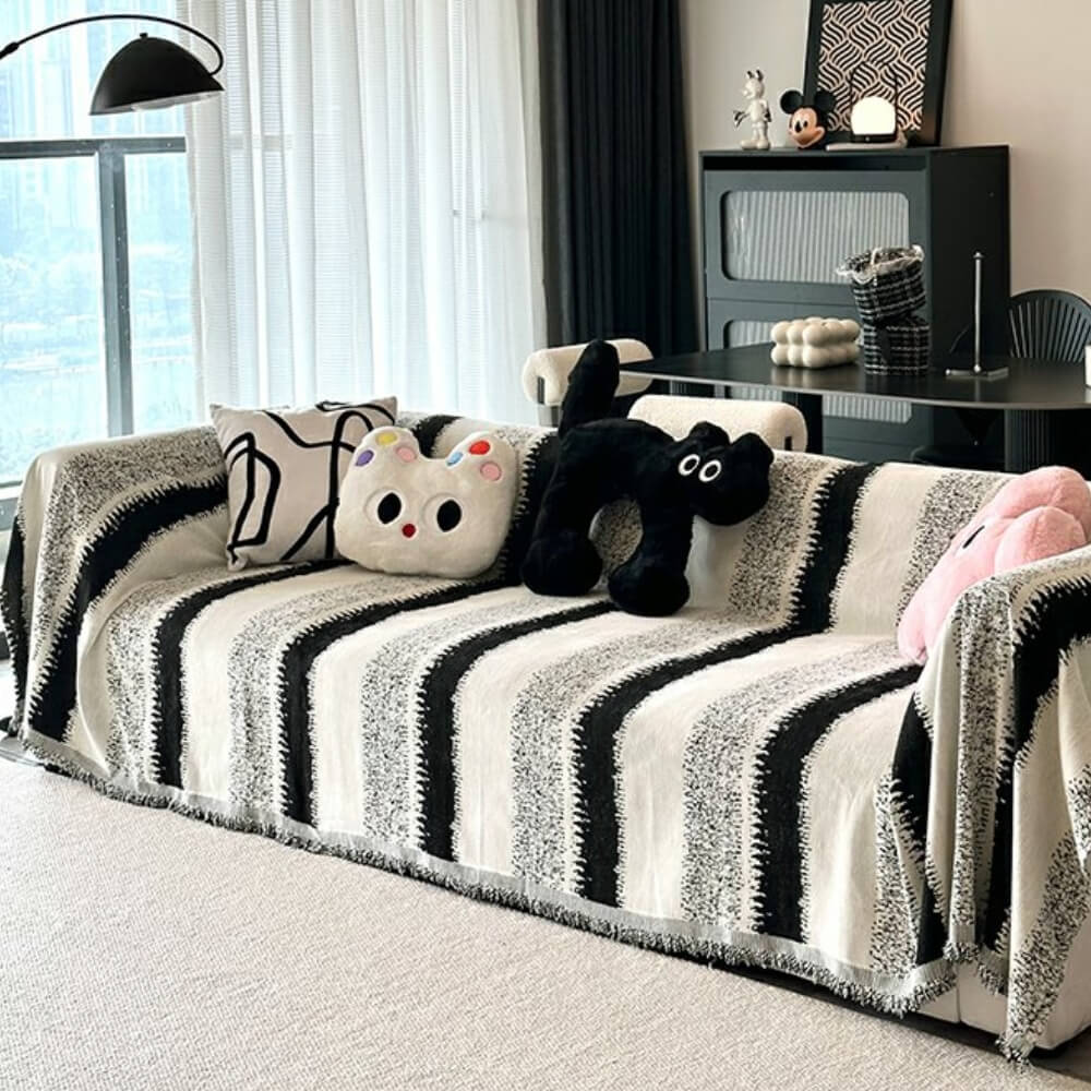 Trendiga Randiga Chenille Andetags Sofa Skydd Sofföverdrag