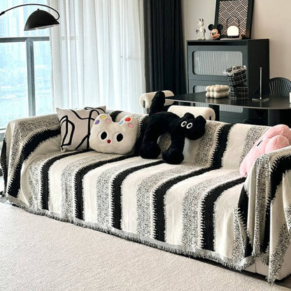 Trendiga Randiga Chenille Andetags Sofa Skydd Sofföverdrag