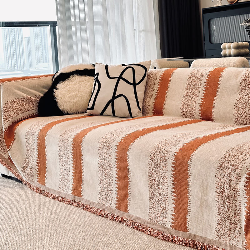 Trendiga Randiga Chenille Andetags Sofa Skydd Sofföverdrag