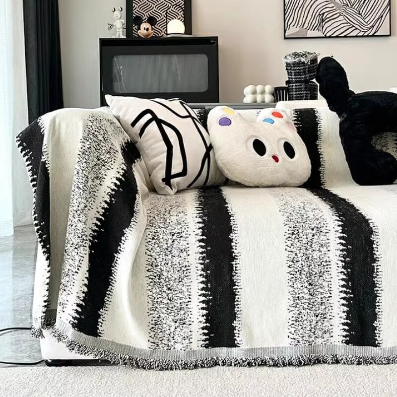 Trendiga Randiga Chenille Andetags Sofa Skydd Sofföverdrag