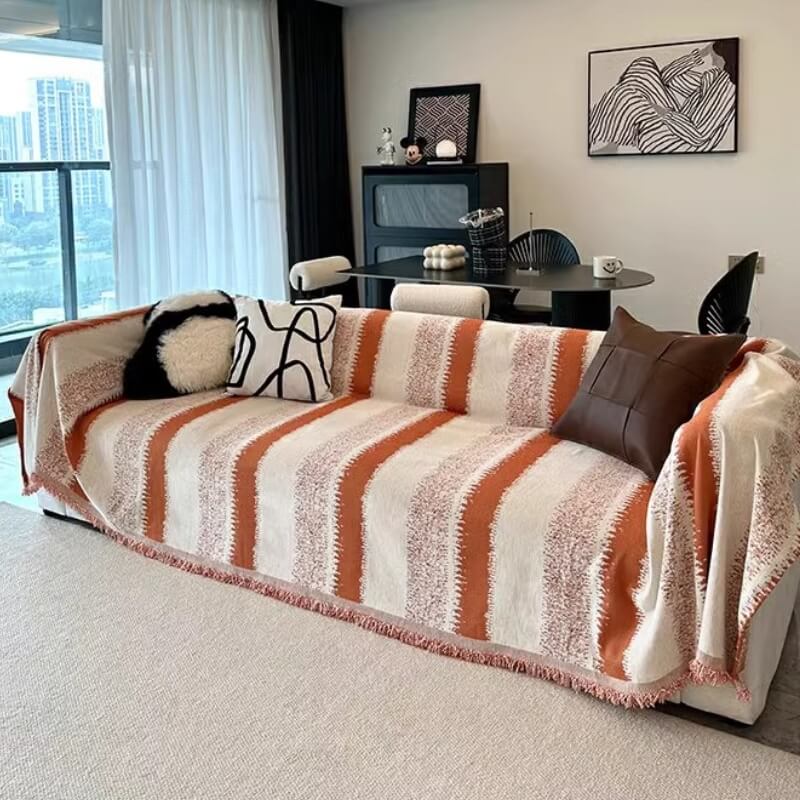 Trendiga Randiga Chenille Andetags Sofa Skydd Sofföverdrag