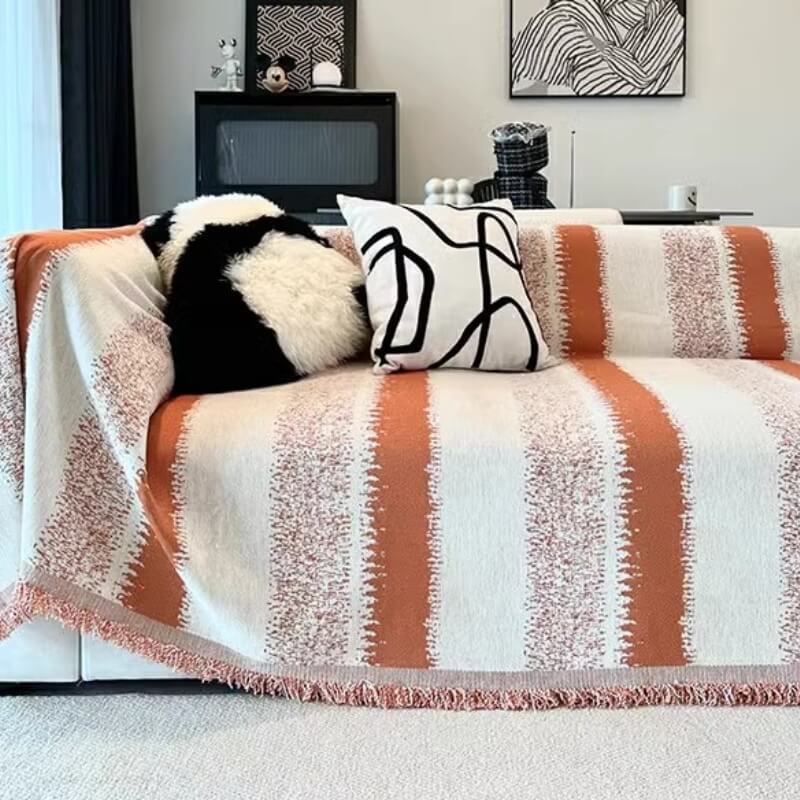 Trendiga Randiga Chenille Andetags Sofa Skydd Sofföverdrag