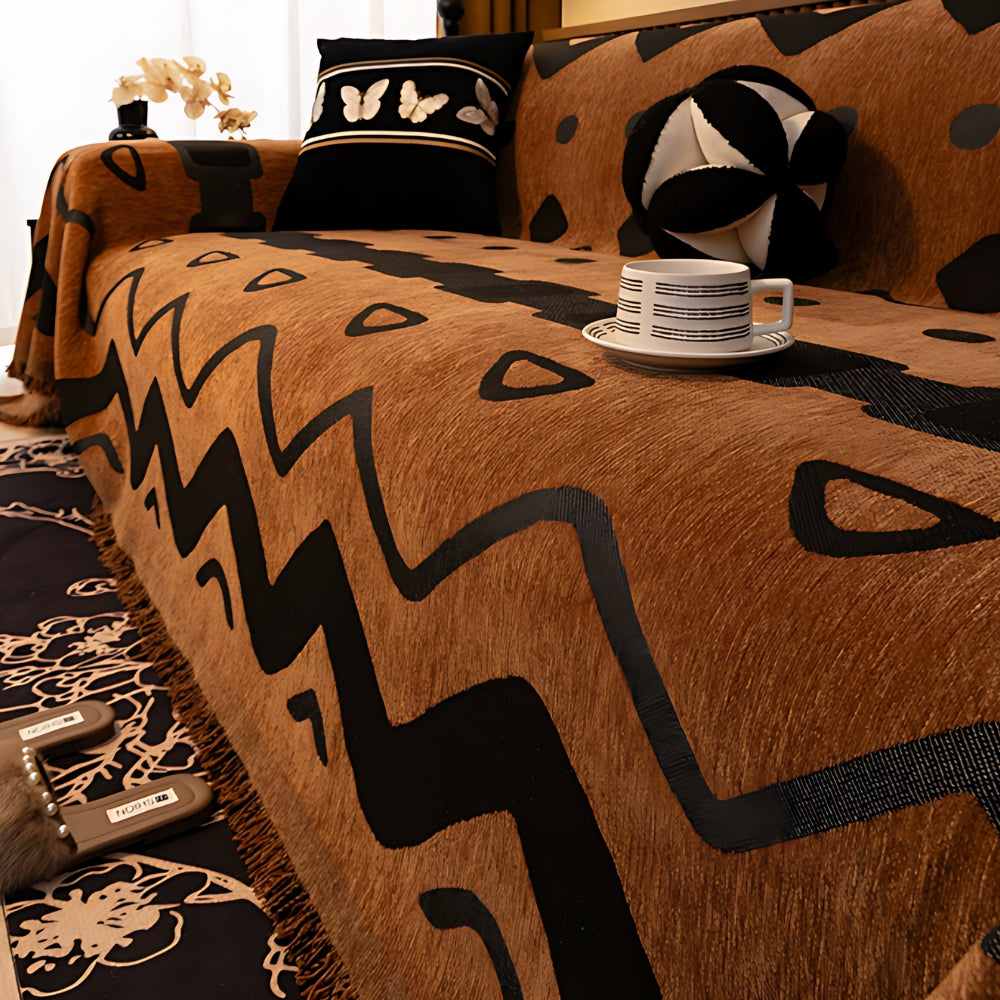 Tribal Geometrisk Chenille Sofföverdrag