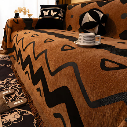 Tribal Geometrisk Chenille Sofföverdrag