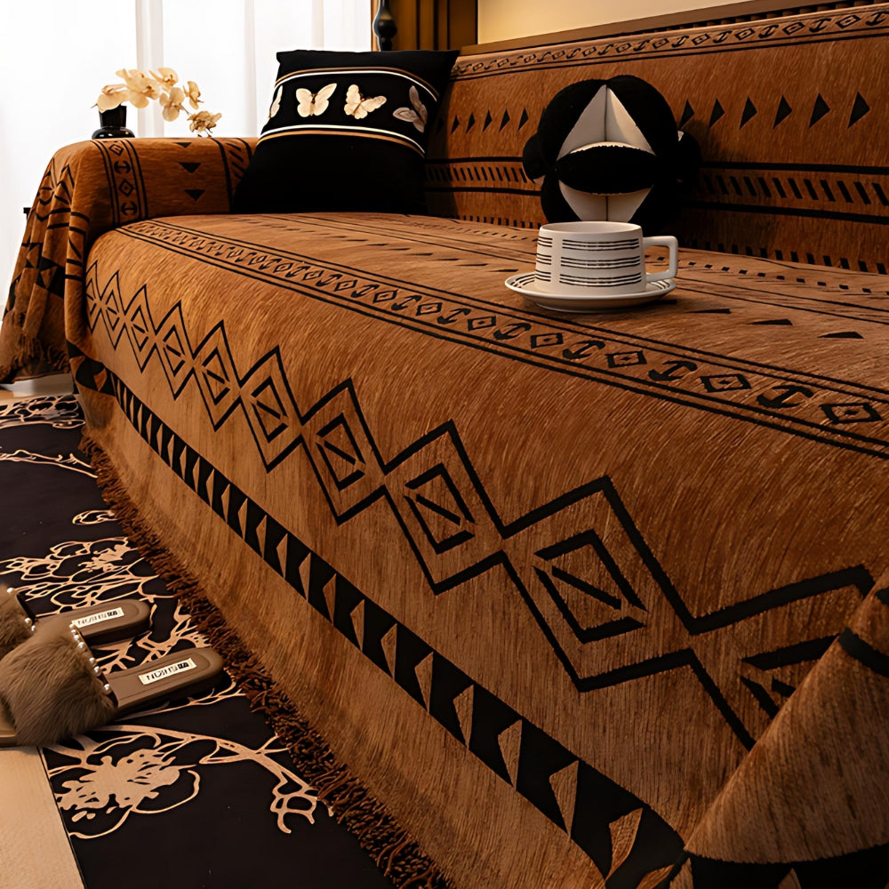 Tribal Geometrisk Chenille Sofföverdrag