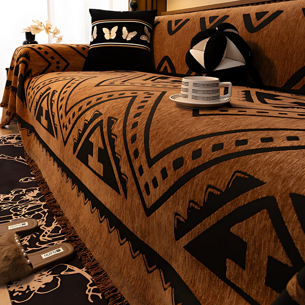 Tribal Geometrisk Chenille Sofföverdrag