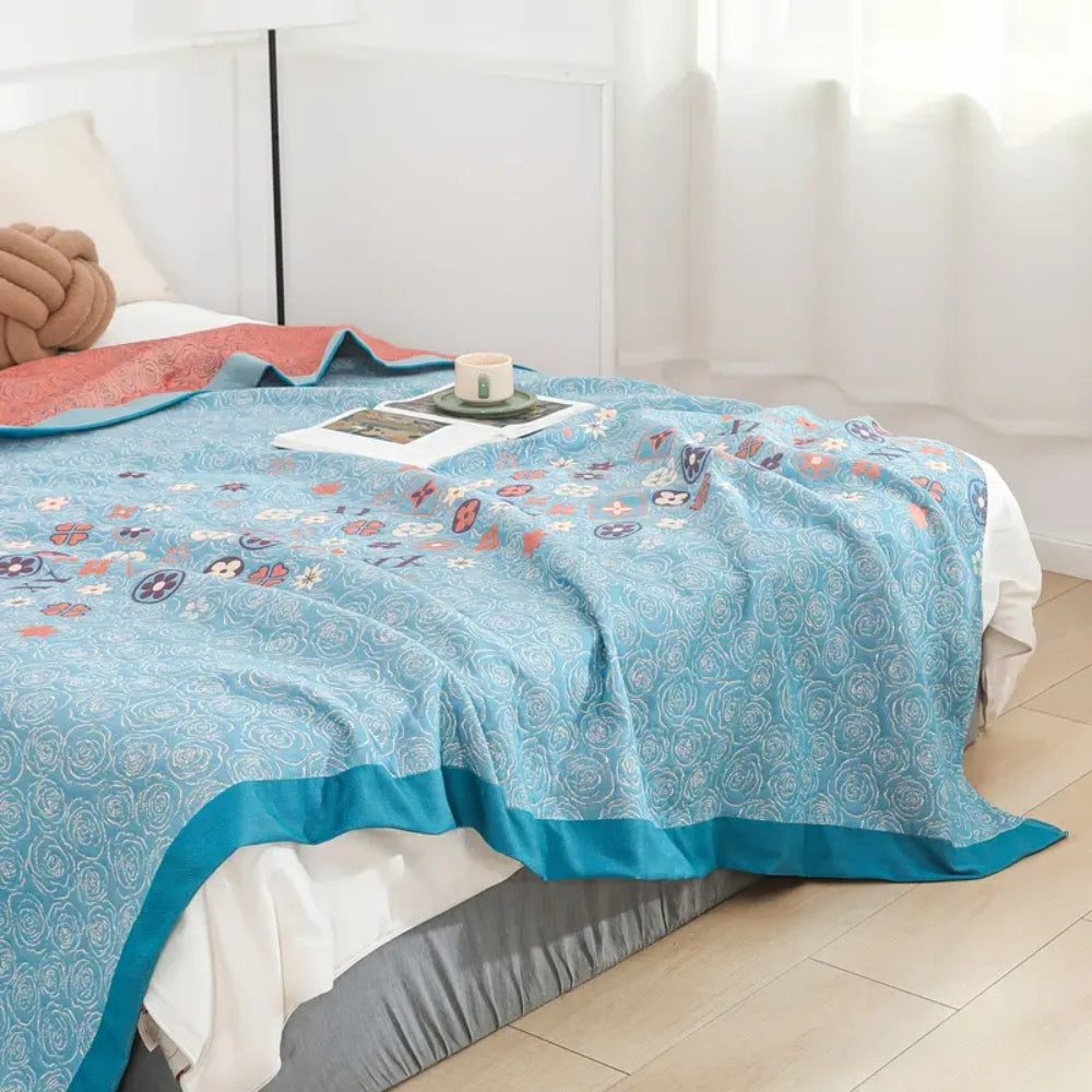 Turquoise Floral Glam Gaze Blanket