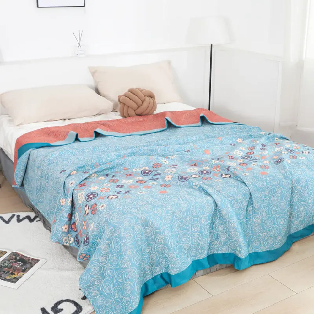 Turquoise Floral Glam Gaze Blanket