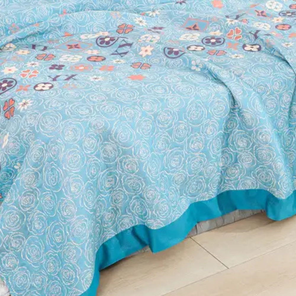 Turquoise Floral Glam Gaze Blanket