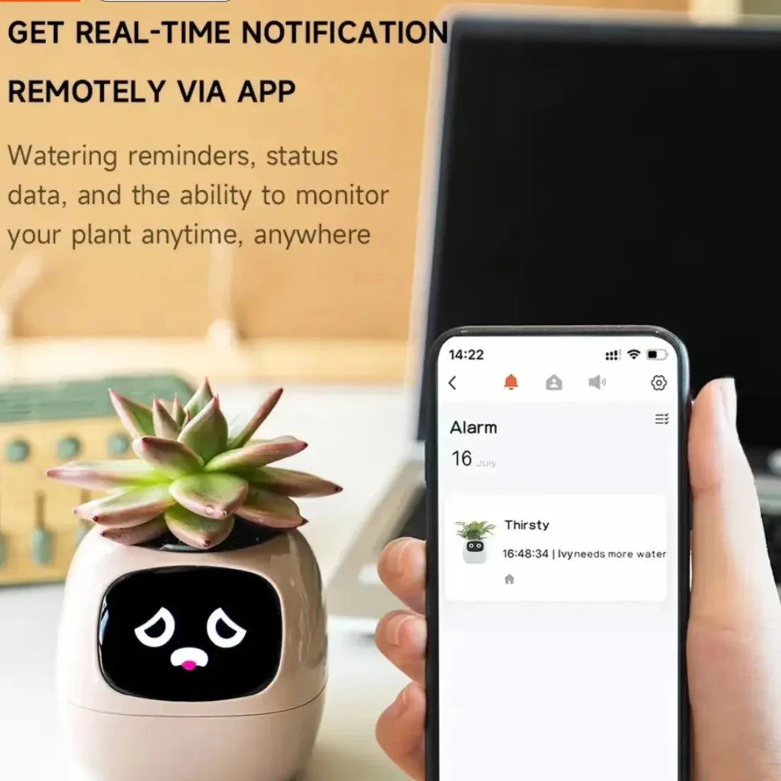 Rayvia Smart Blomkruka med AI-sensorer – Interaktiv Krukväxt för Enkel Växtskötsel