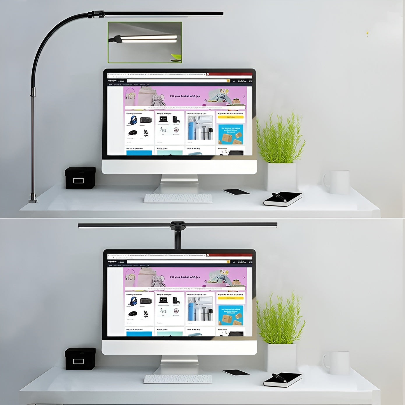 LED-skrivbordslampa med dubbel ljuskälla – Modern och stilren för kontoret