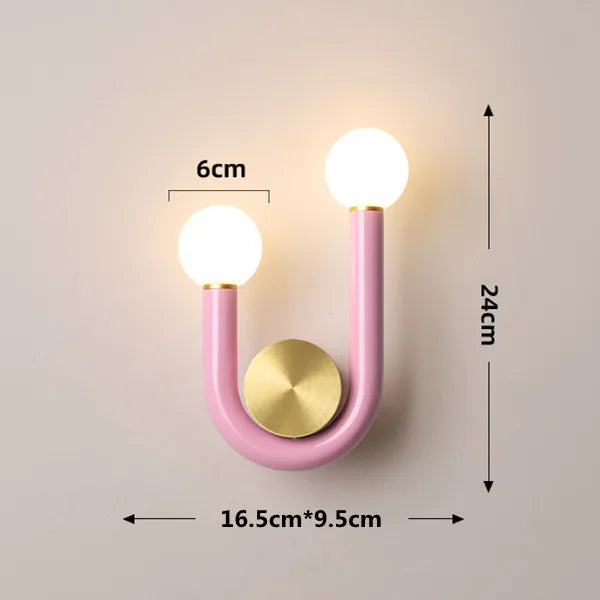 PinkLume – Modern U-formad LED Vägglampa för Sovrum &amp; Barnrum