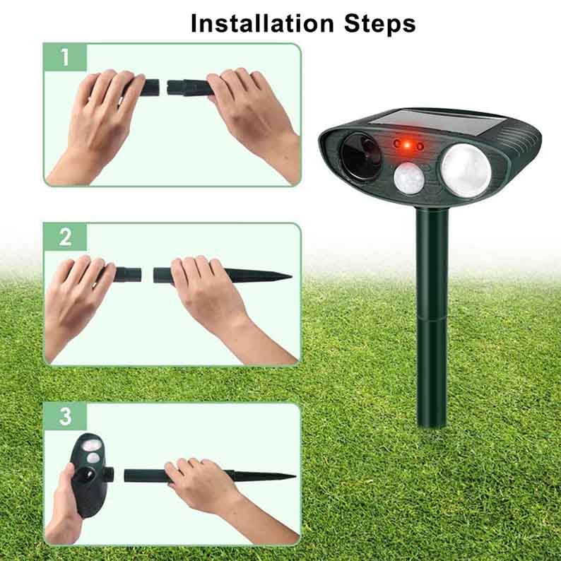 Royaleva Ultrasonic Kaninrepeller – Solenergidriven och Blinkande Ljus – Bli Av Med Kaniner