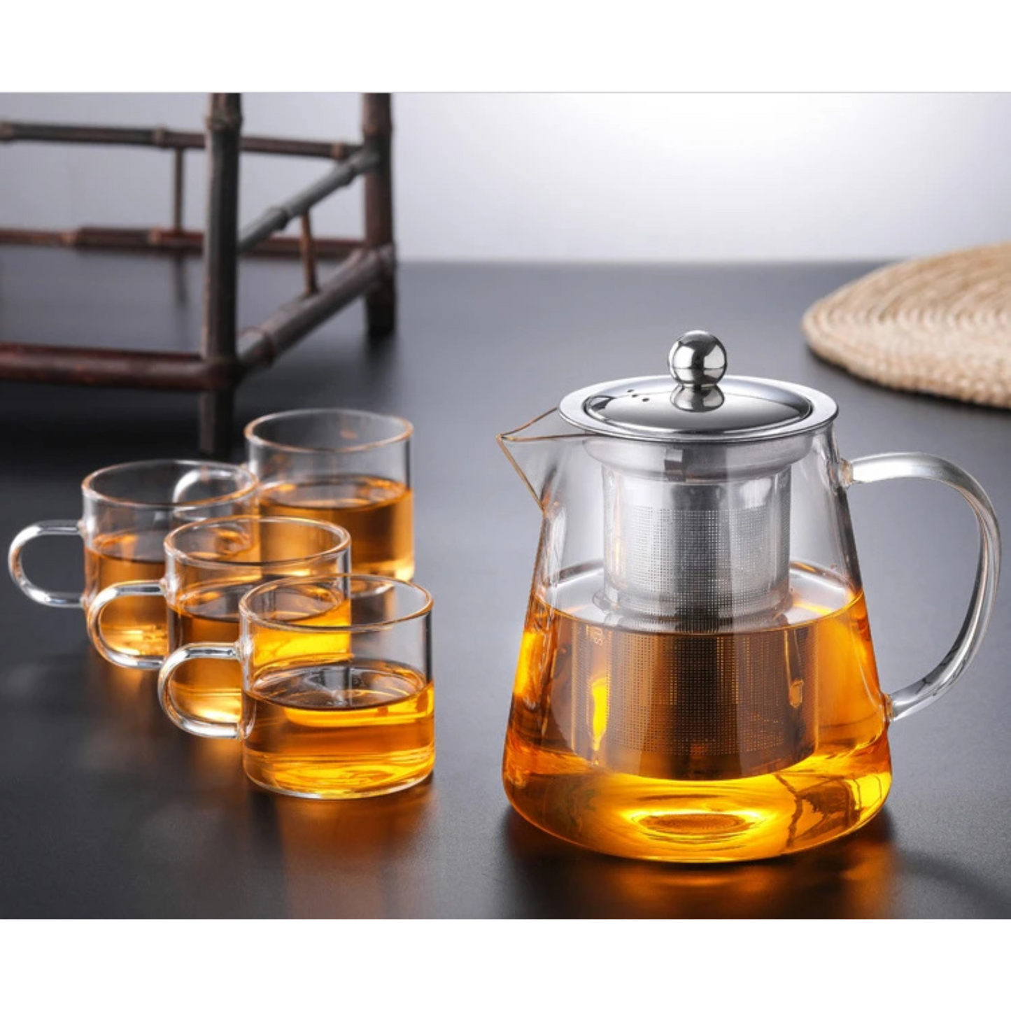 Värmebeständigt teset i borosilikatglas – Med filter | Ideal för att brygga blommote