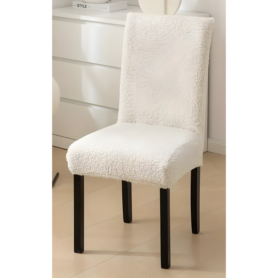 SherpaFit Stolskydd - Mysigt Sträckt Sherpa Matsalsstolskydd